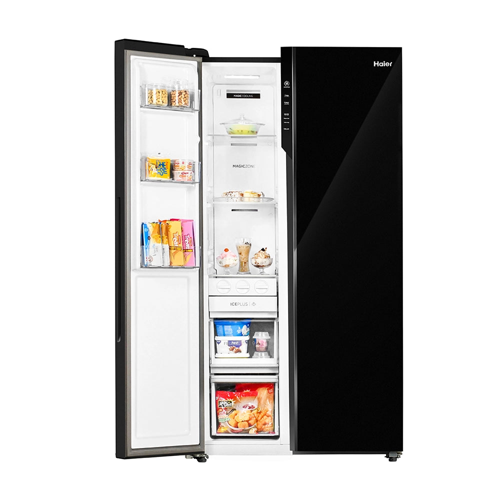 Haier 602L 3 Star Black Glass 2 Door Smart Convertible Side-by-Side Refrigerator | HRS-682KGU1-4