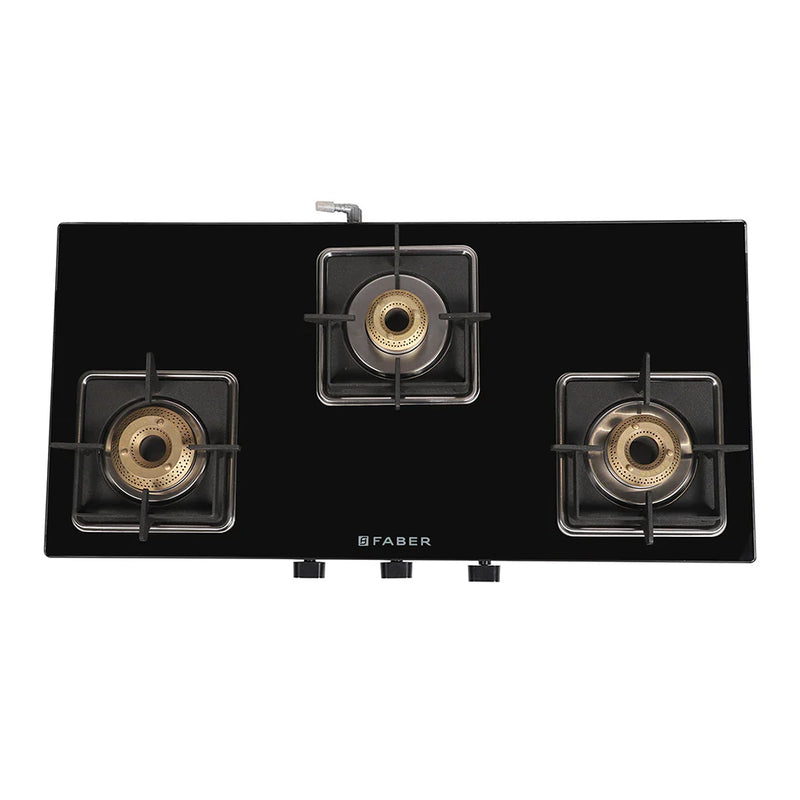 Faber Cooktop Remo 3BB BK – 3 Burner Manual Gas Cooktop with Brass Burners & Jumbo Burner | MS Powder Coated Finish-1