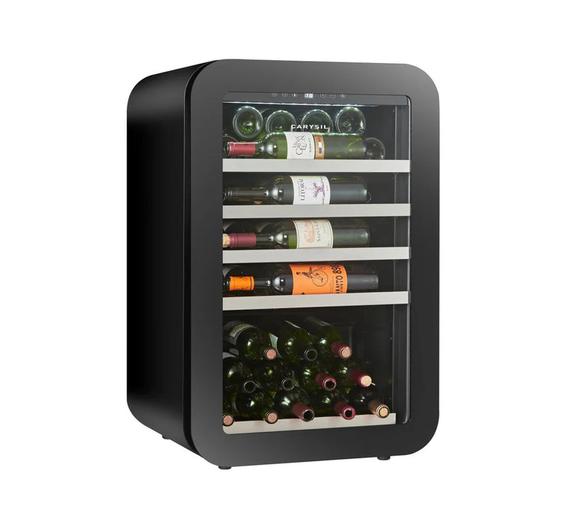 Carysil Retro Wine Chiller 40 Bottles (118L) | Single Zone 3°C–20°C | Compact Freestanding Wine Cooler | Toughened Glass Door | Stylish Retro Design-3