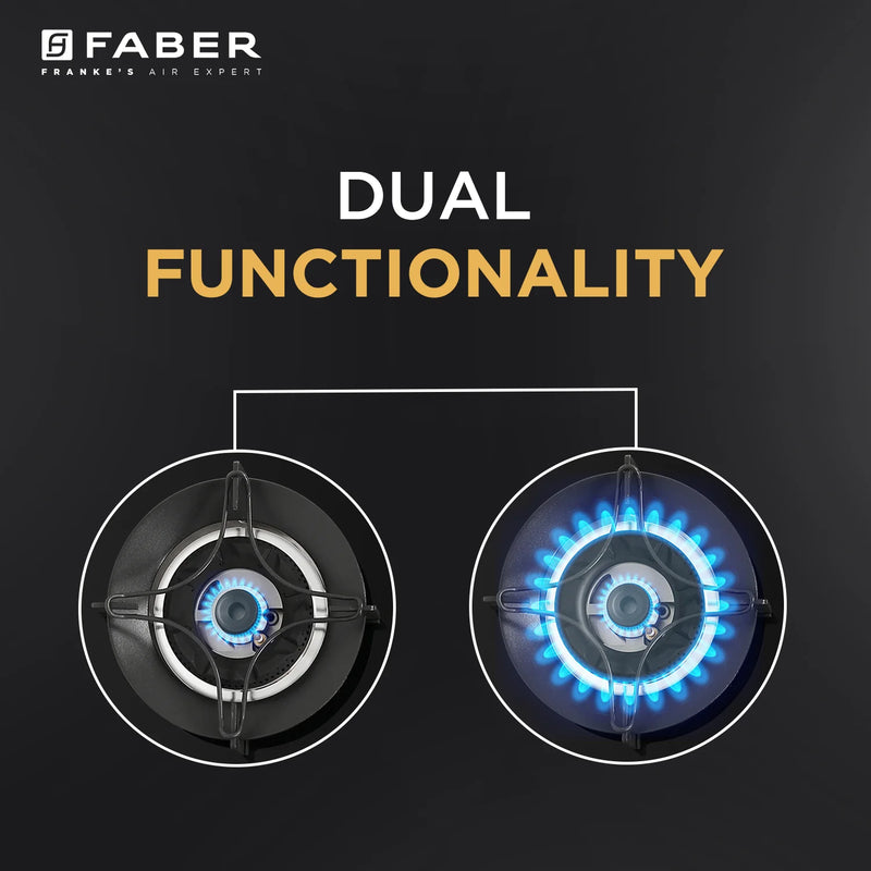 Faber HOB SUPERIA HT904 BR AI N – 4-Burner Brass Gas Hob, Toughened Black Glass, Auto Ignition, 90cm-6