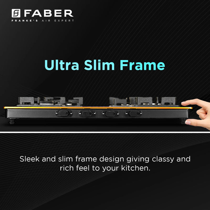 Faber HOB COOKTOP Prince Plus 4BB BK – 4 Burner Gas Cooktop with Brass Burners, Jumbo Burner, Diamond Coated Finish-10