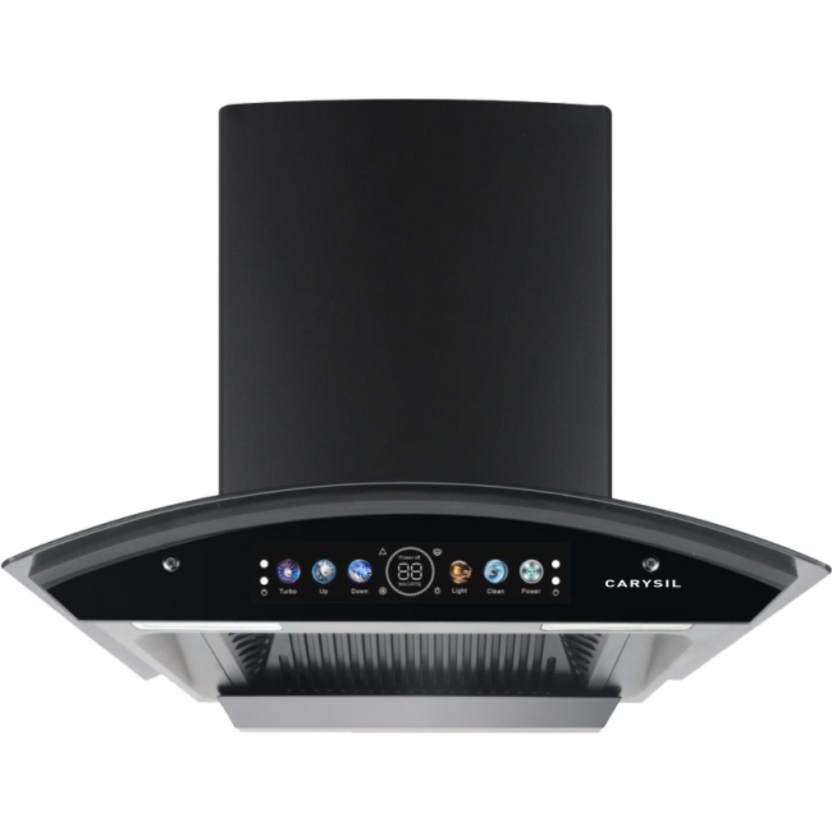 Carysil Tune C Smart BLDC Chimney (60 / 75 / 90 cm) | 1250 m³/h Suction | Voice Control, Bluetooth Speaker & Motion Sensor | Auto Clean Wall Mounted Chimney (Black)