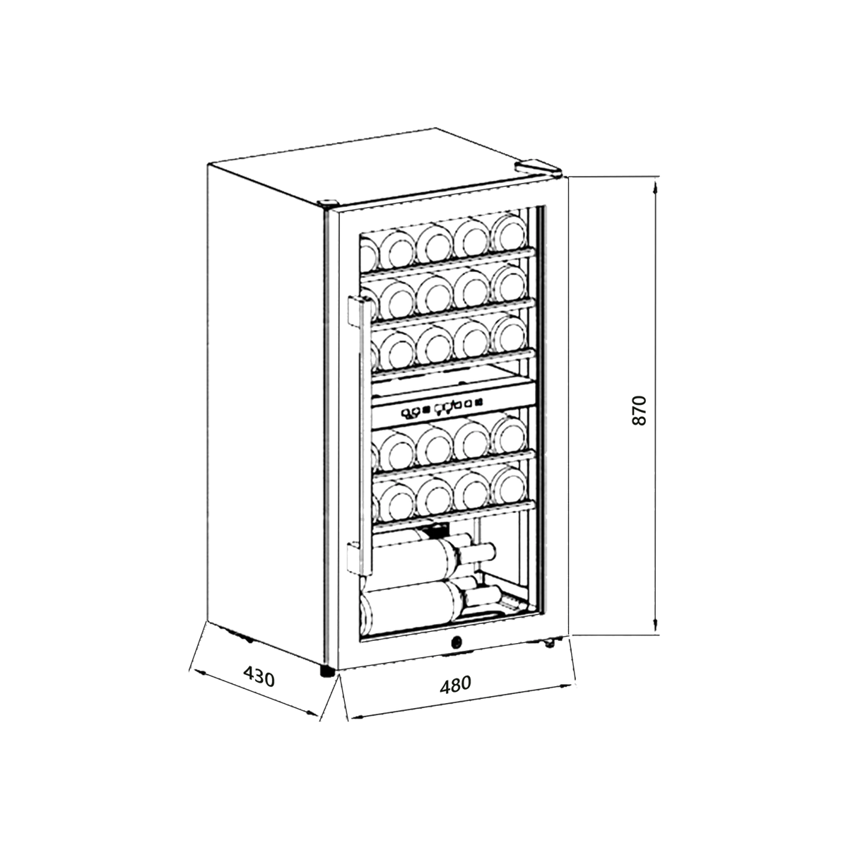 KAFF WC 76 DZ - Free Standing Wine Cooler, 29 Bottles Capacity, Touch Control-5