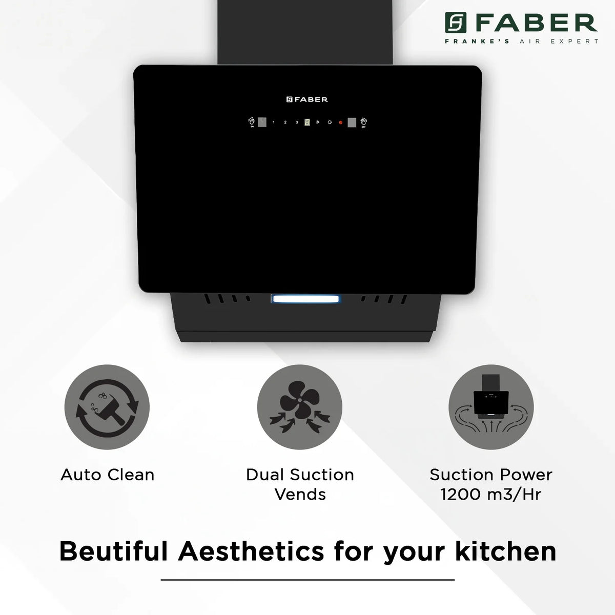 Faber Mojito IN HC SC FL BK 60 cm Wall-Mounted Chimney – 1200 m³/hr Suction, Heat Auto-Clean, Touch & Gesture Control-14