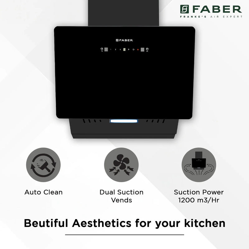 Faber Mojito IN HC SC FL BK 60 cm Wall-Mounted Chimney – 1200 m³/hr Suction, Heat Auto-Clean, Touch & Gesture Control-14