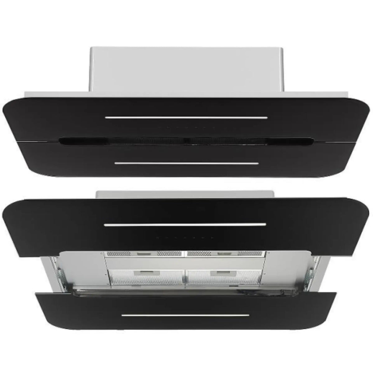 Carysil Arbor BLDC Ceiling Chimney 1000mm – Island Kitchen Chimney with 1200 m³/h Suction, Touch Control, Remote & LED Lights (Black Glass & SS)