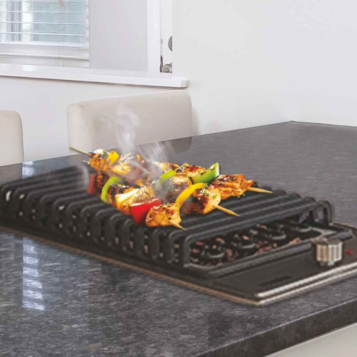 Carysil Built-in Barbeque Grill | 30 cm | 2.3 kW Power | Lava Stone Grill | Cast Iron Pan Support | Stainless Steel Body