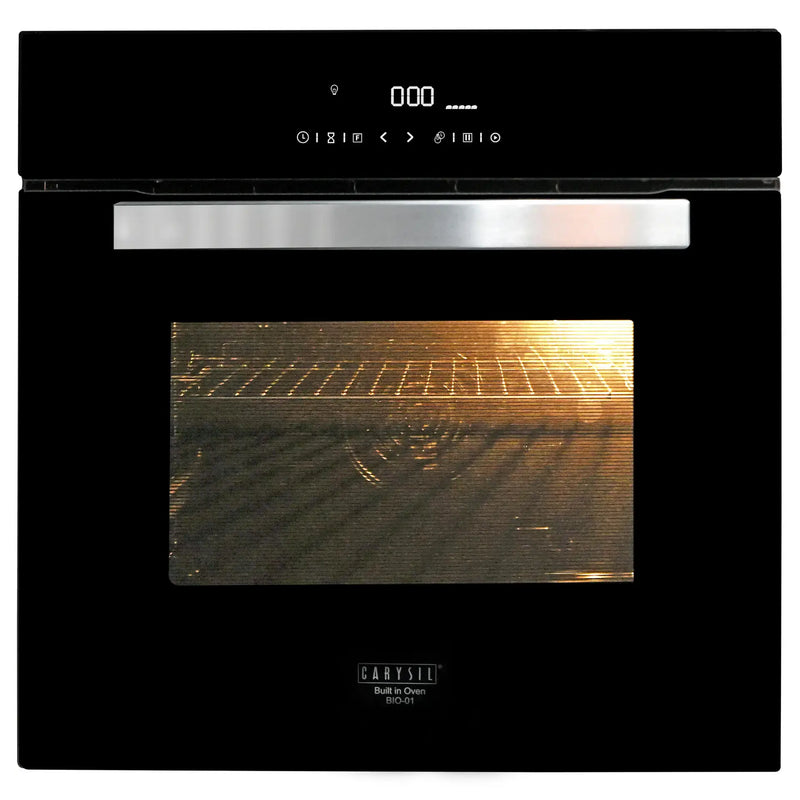 Carysil Built-In Oven BIO-01 – 65L Capacity, 9 Cooking Functions, Black Glass Finish, A Energy Rating, 30°C–250°C Temperature Range, Built-In Electric Oven-4
