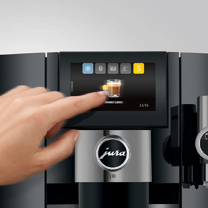Jura J10 (Latest 2025 Model) Automatic Coffee Machine – 42 Specialty Drinks, Cold Brew & Sweet Foam Technology, P.A.G.2+ Grinder, 4.3” Touch Display (Piano Black)-2