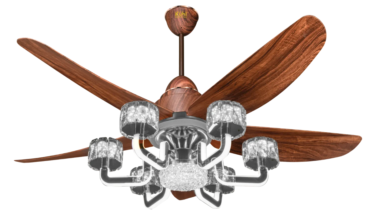 Kühl Centauri 5 BLDC Ceiling Fan 1320mm | Smart WiFi Fan with Chandelier Light | 5 Blade Luxury Fan | 250 CMM Airflow | Alexa Enabled | Remote Control