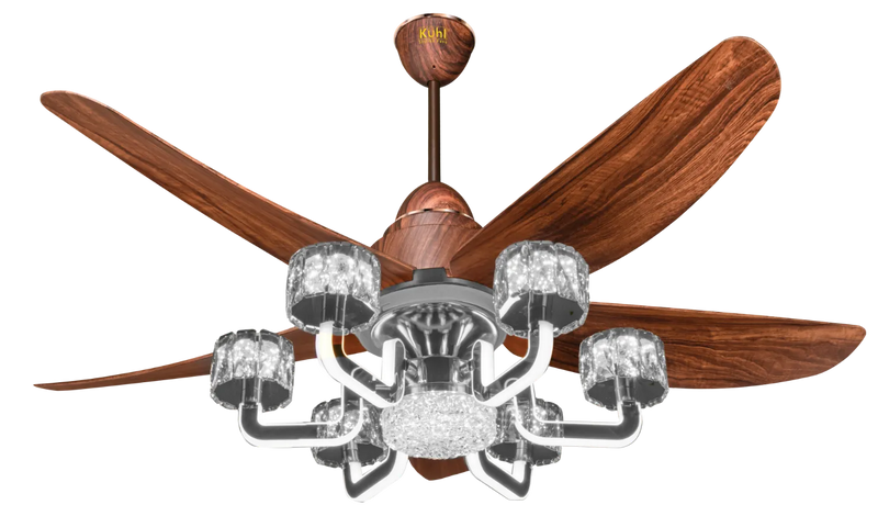 Kühl Centauri 5 BLDC Ceiling Fan 1320mm | Smart WiFi Fan with Chandelier Light | 5 Blade Luxury Fan | 250 CMM Airflow | Alexa Enabled | Remote Control-1