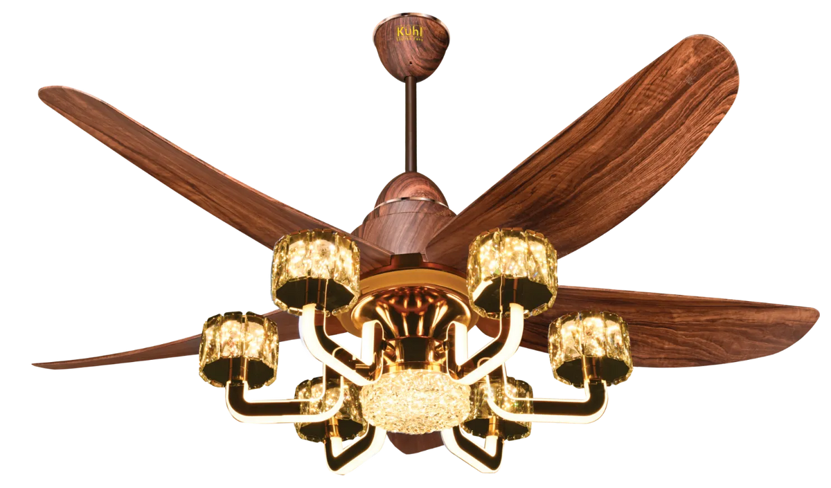 Kühl Centauri 5 BLDC Ceiling Fan 1320mm | Smart WiFi Fan with Chandelier Light | 5 Blade Luxury Fan | 250 CMM Airflow | Alexa Enabled | Remote Control