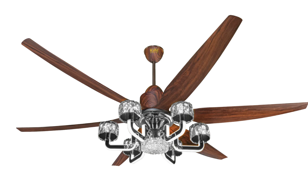Kühl Centauri 6 BLDC Ceiling Fan 1670mm | Smart WiFi Fan with Chandelier Light | 6 Blade Luxury Fan | 282 CMM Airflow | Alexa Enabled | Remote Control