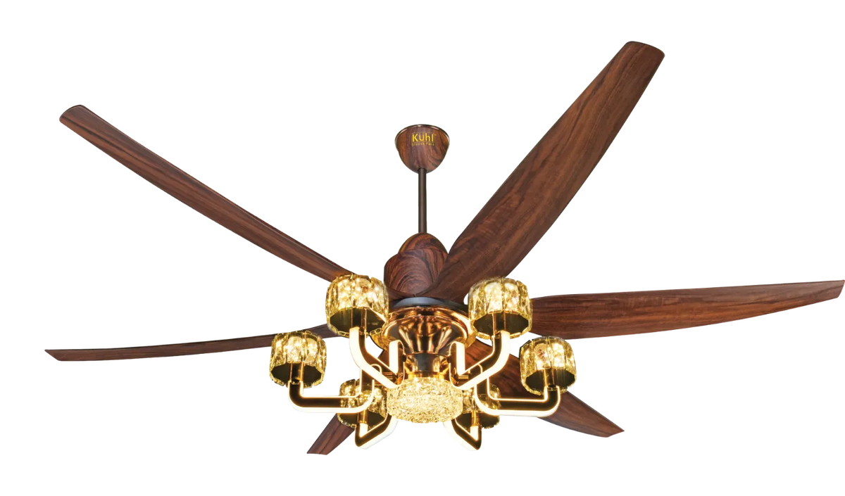 Kühl Centauri 6 BLDC Ceiling Fan 1670mm | Smart WiFi Fan with Chandelier Light | 6 Blade Luxury Fan | 282 CMM Airflow | Alexa Enabled | Remote Control