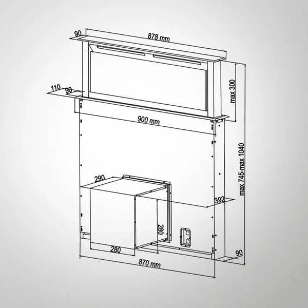 KAFF Townsville 90 IS 90 cm Downdraft Chimney-5