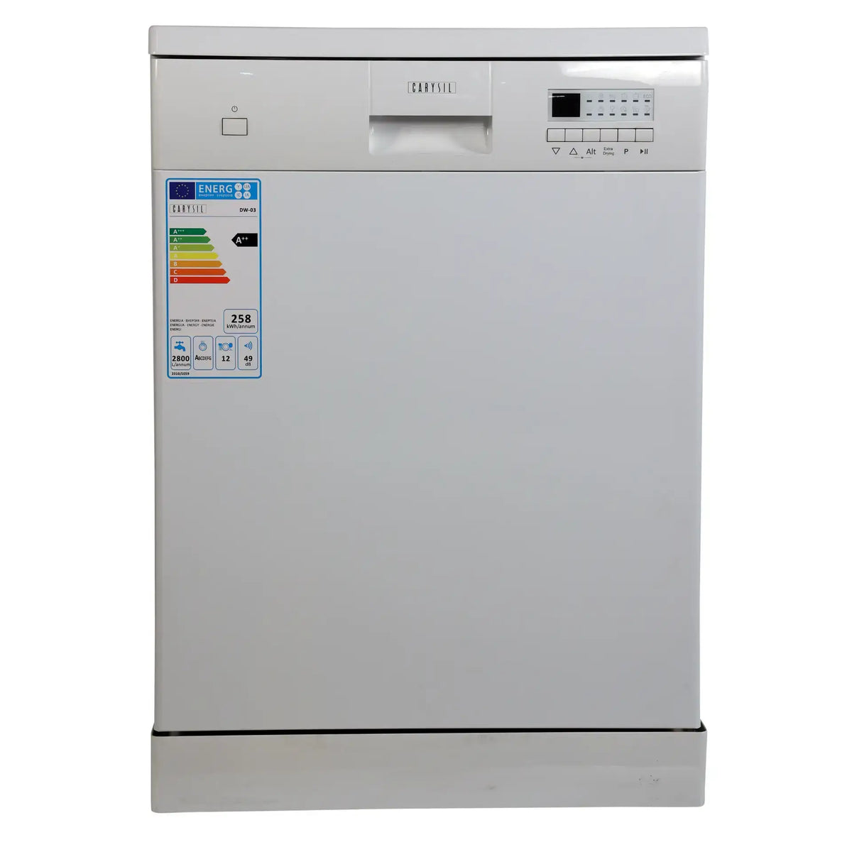 Carysil Free Standing Dishwasher DW-03 – 12 Place Setting, 6 Wash Programs, A++ Energy Efficiency, 11L Water Consumption, 845mm Height-3