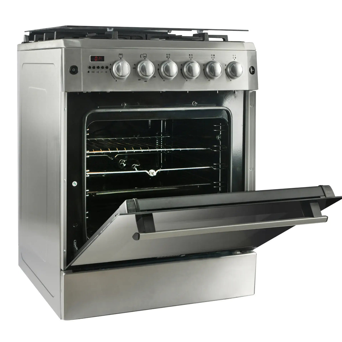 Carysil Free-Standing Cooking Range FSCR-01 – 62L Gas Oven, 4 SABAF Burners, Cast Iron Pan Supports, Stainless Steel Body, Digital Timer, 4-Burner Cooktop with Oven-3