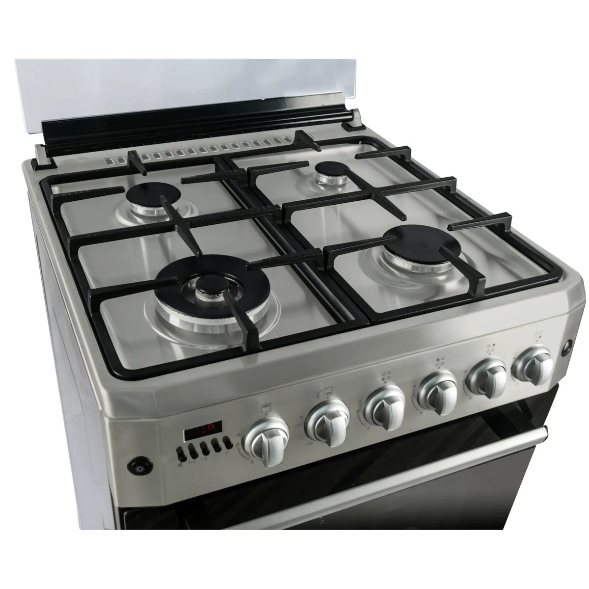 Carysil Free-Standing Cooking Range FSCR-01 – 62L Gas Oven, 4 SABAF Burners, Cast Iron Pan Supports, Stainless Steel Body, Digital Timer, 4-Burner Cooktop with Oven-4