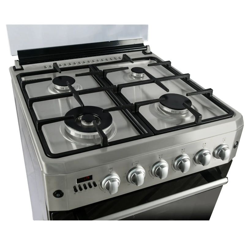 Carysil Free-Standing Cooking Range FSCR-01 – 62L Gas Oven, 4 SABAF Burners, Cast Iron Pan Supports, Stainless Steel Body, Digital Timer, 4-Burner Cooktop with Oven-4