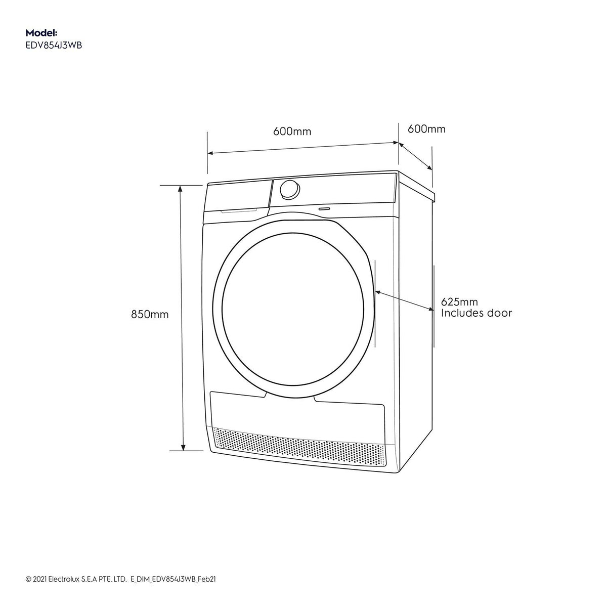 Electrolux EDV854J3WB UltimateCare 300 8.5kg Dryer-8