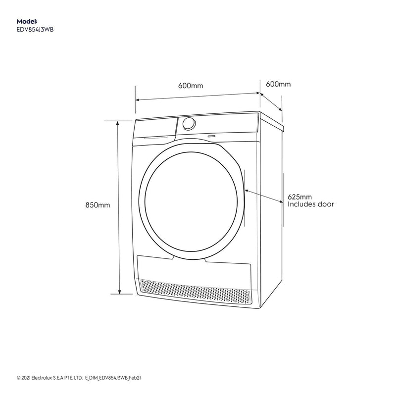 Electrolux EDV854J3WB UltimateCare 300 8.5kg Dryer-8