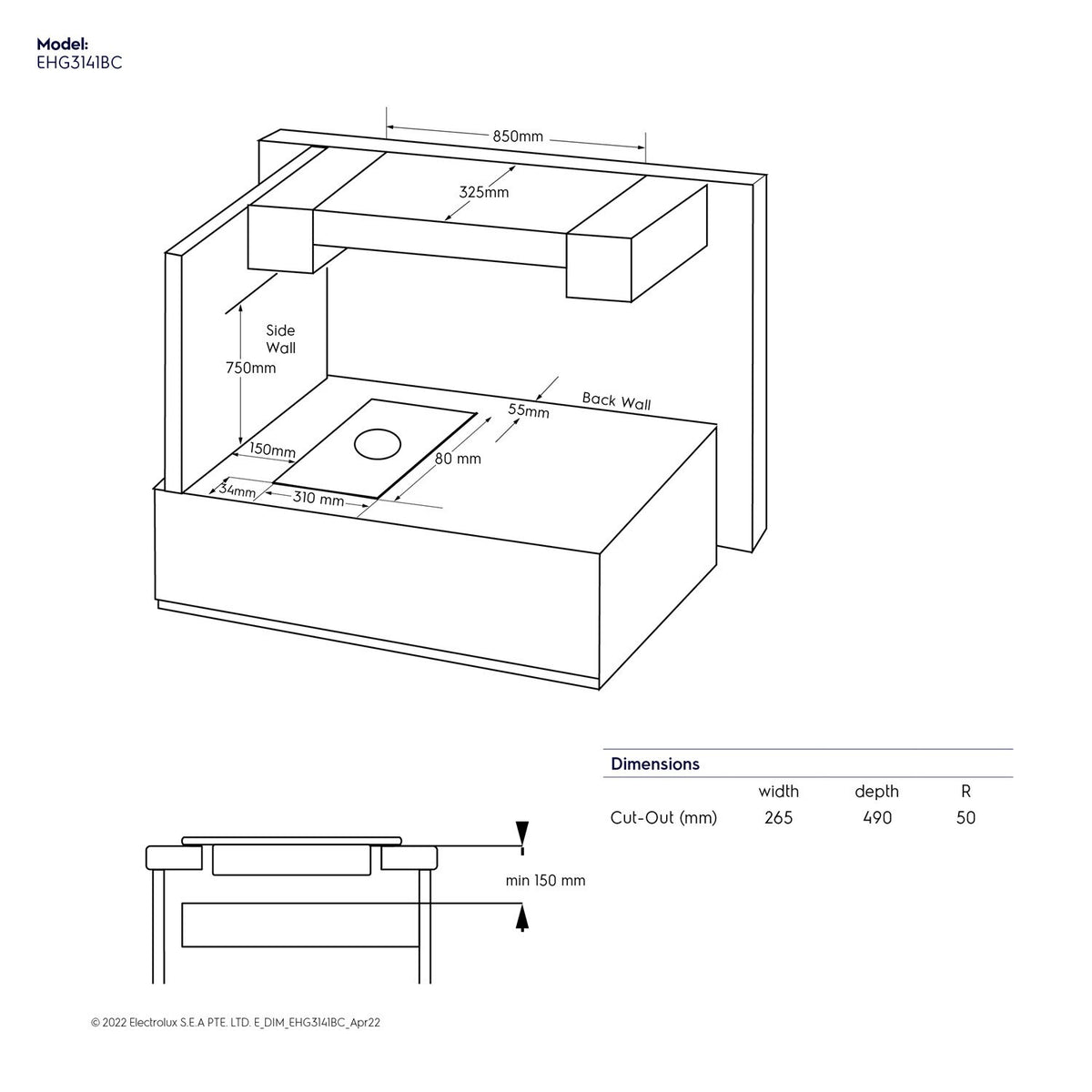 Electrolux EHG3141BC Built-in Gas Hob with Black Glass Finish-6