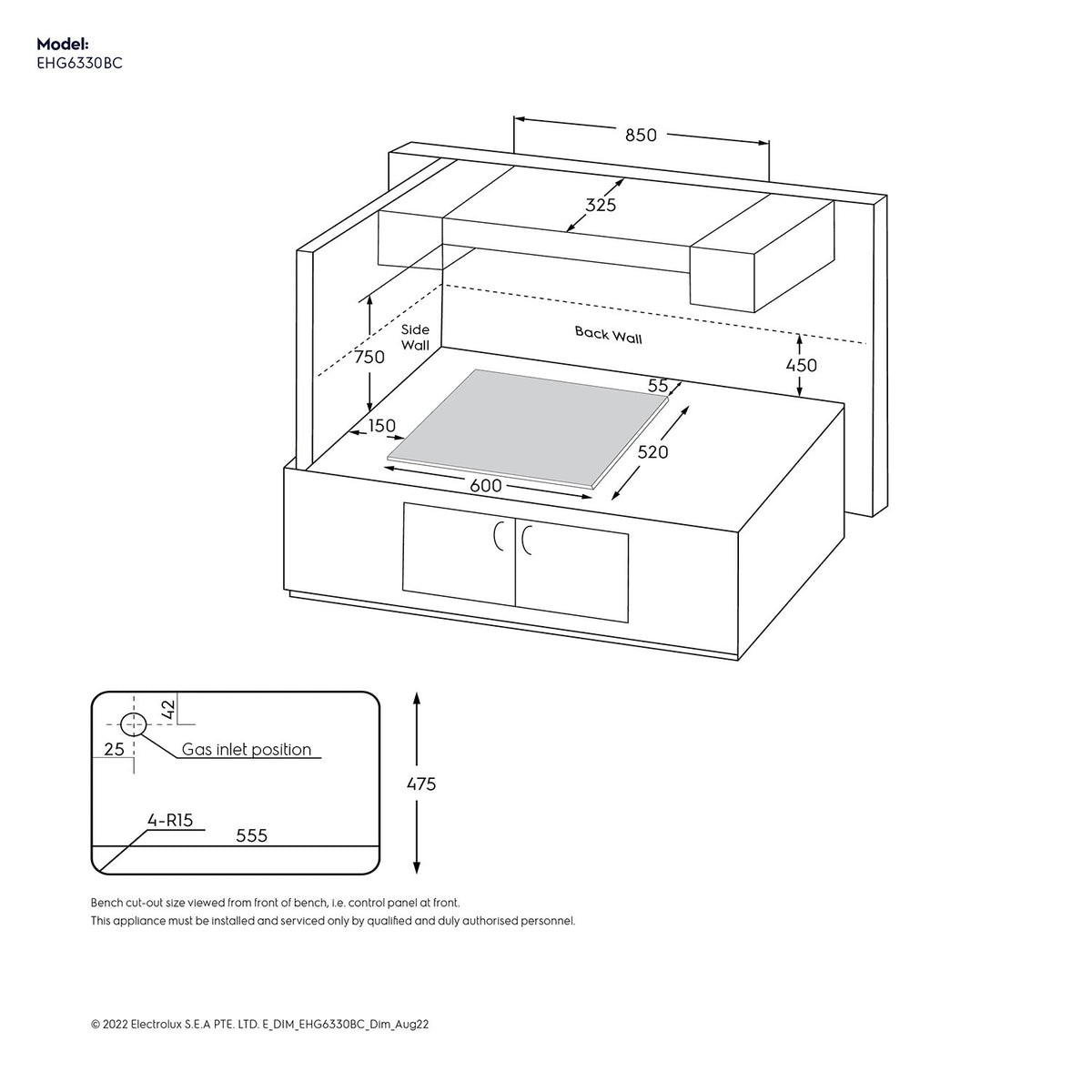 Electrolux EHG6330BC 60 cm Built-in Gas Hob with Black Glass Finish-8