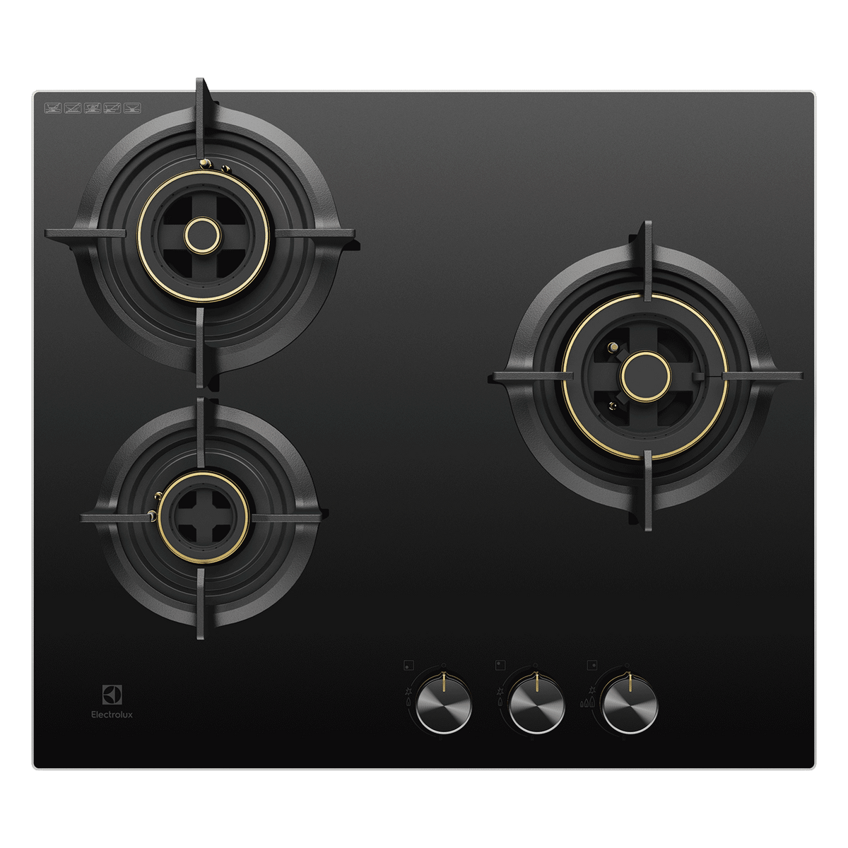 Electrolux EHG6330BC 60 cm Built-in Gas Hob with Black Glass Finish