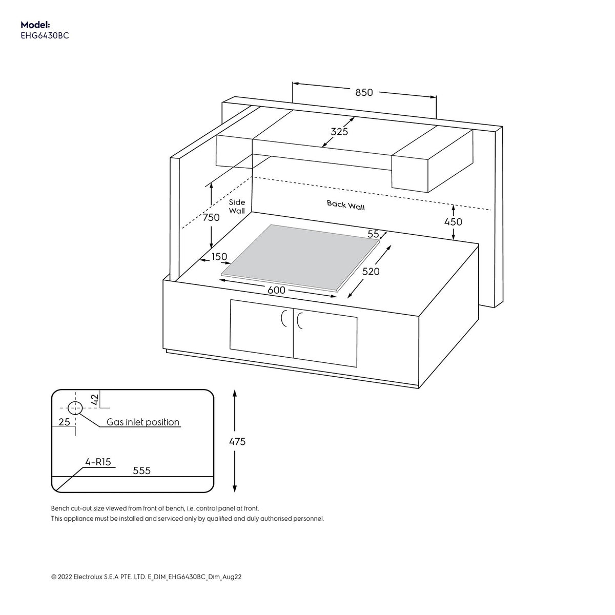 Electrolux EHG6430BC 60 cm Built-in Gas Hob with Black Glass Finish-8
