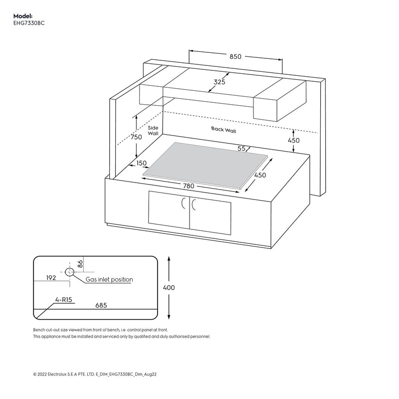 Electrolux EHG7330BC 75 cm Built-in Gas Hob with Black Glass Finish-8