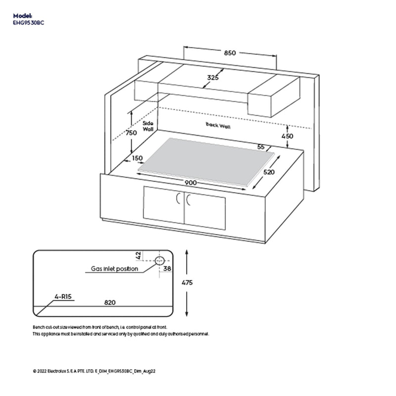 Electrolux EHG9530BC 90 cm Built-in Gas Hob with Black Glass Finish-7