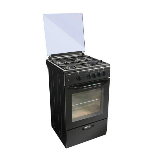 Faber FCR 44L BK 4B 4F 50cm Black Cooking Range – 4 Burners, Push Button Ignition, Gas Grill & 44L Enamel Oven