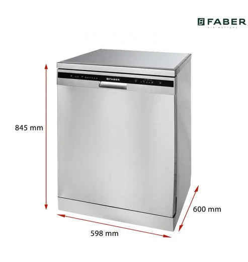Faber FFSD 6PR 12S Neo Inox Freestanding Dishwasher – 12 Place Settings, 6 Wash Programs, Stainless Steel Finish, Half Load, LED Display-12