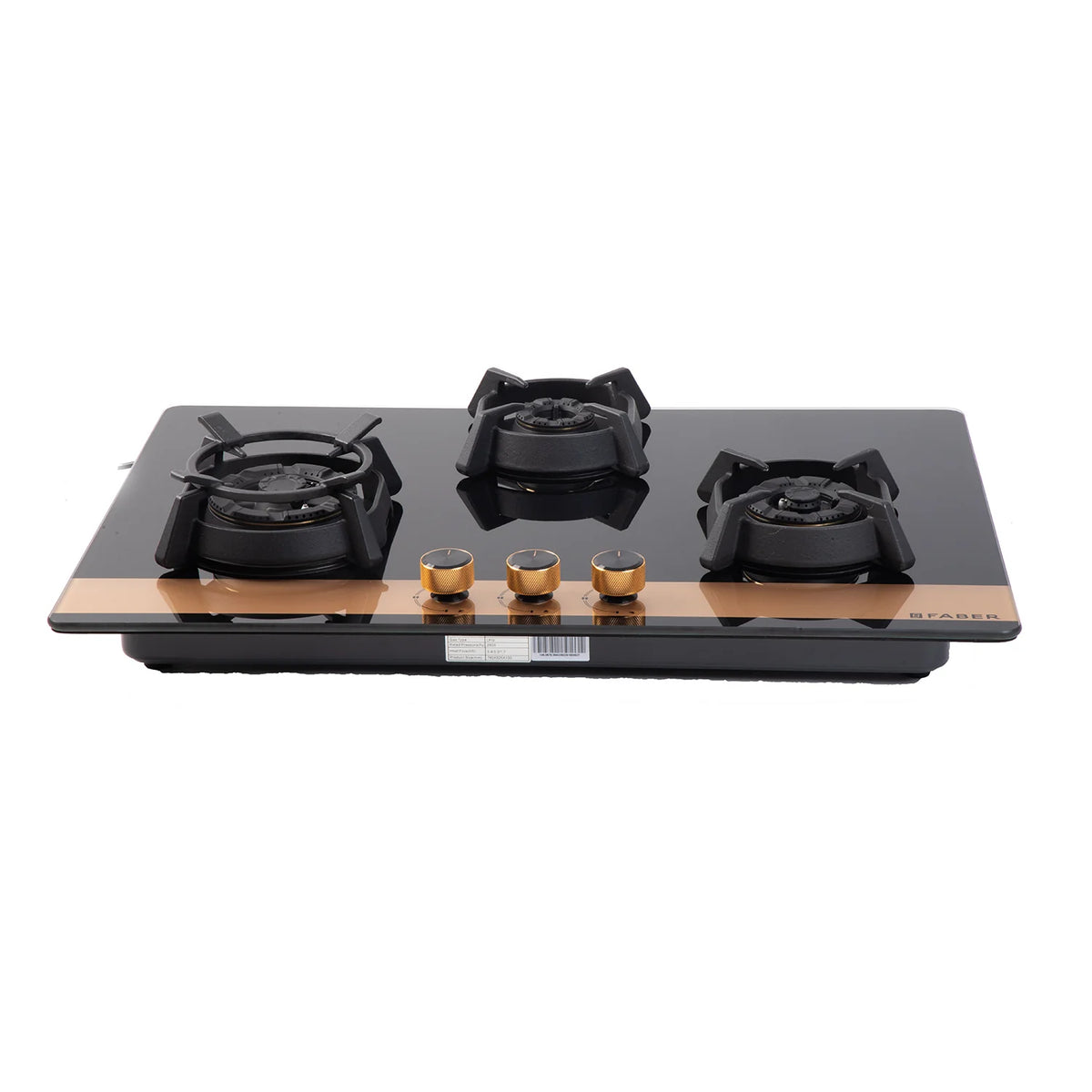 Faber Utopia HT-783 BR CI 75 cm Built-In Gas Hob – 3 Brass Burners, Flame Failure Safety & Auto-Ignition