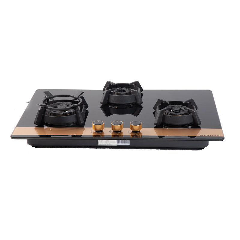 Faber Utopia HT-783 BR CI 75 cm Built-In Gas Hob – 3 Brass Burners, Flame Failure Safety & Auto-Ignition-1