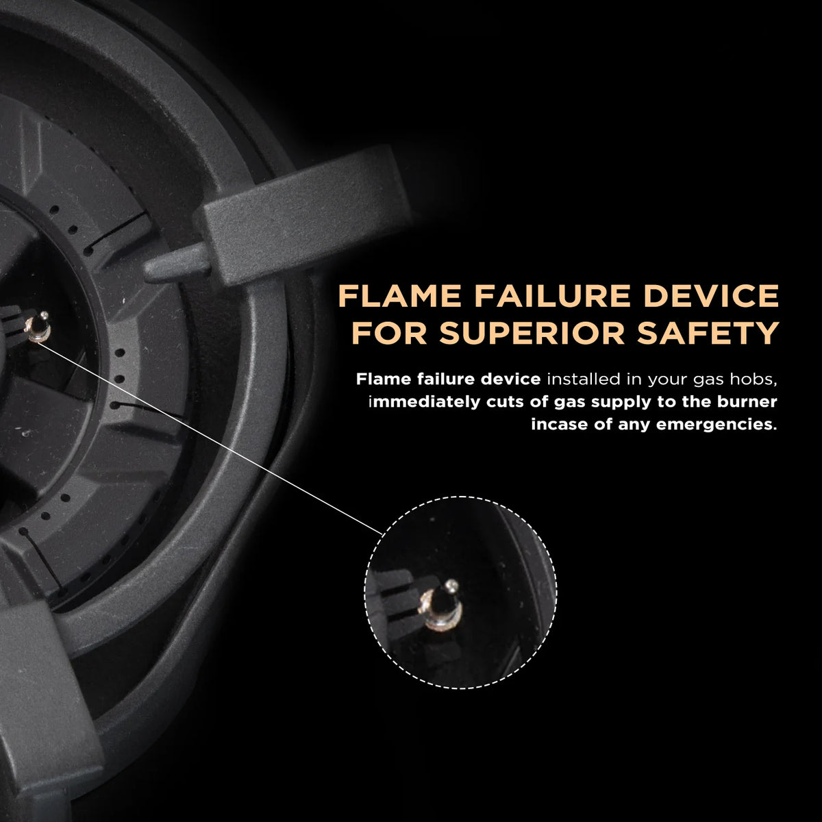 Faber Utopia HT-783 BR CI 75 cm Built-In Gas Hob – 3 Brass Burners, Flame Failure Safety & Auto-Ignition-3