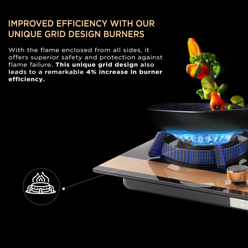 Faber Utopia HT-783 BR CI 75 cm Built-In Gas Hob – 3 Brass Burners, Flame Failure Safety & Auto-Ignition-4