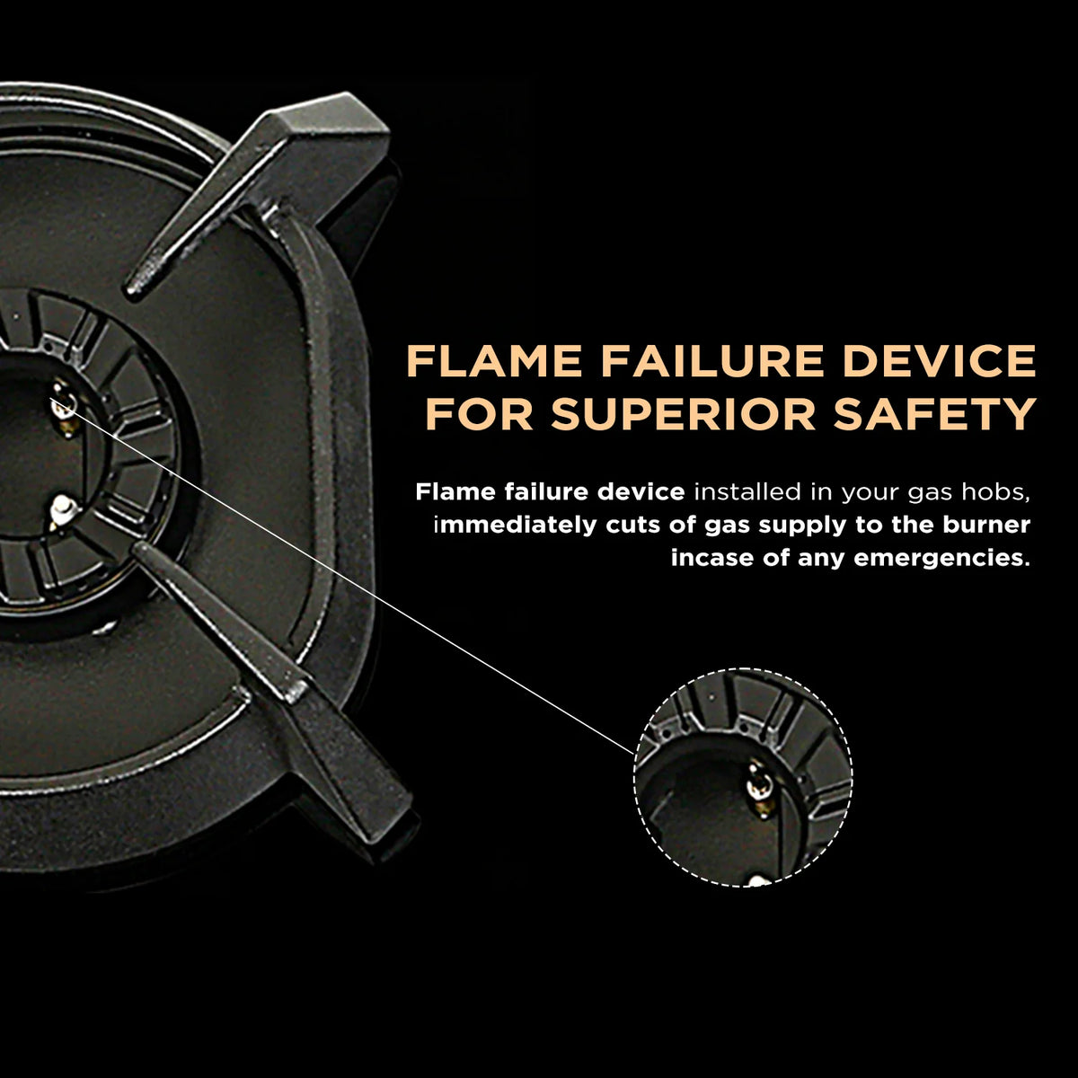 Faber Utopia Pro HT-704 BR CI 70 cm Built-In Gas Hob – 4 Brass Burners, Flame Failure Safety & Auto Ignition-5