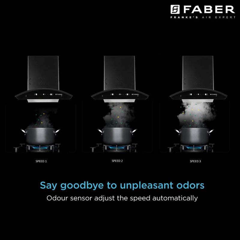 Faber Ellora 3D IN HC SC FL BK 60 cm Wall-Mounted Chimney – 1400 m³/hr Suction, 3D Suction, Heat Auto-Clean & Gesture Control-12
