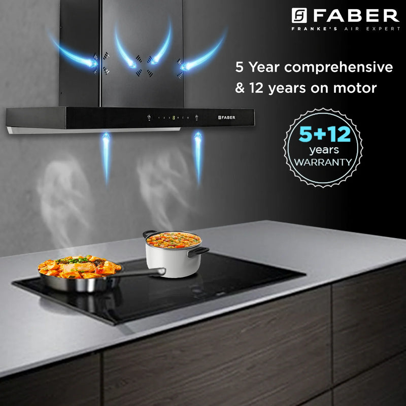 Faber Cygnus IN 3D HC SC FL BK 75 cm Wall-Mounted Chimney – 1400 m³/hr Suction, 3D Suction & Auto-Clean-6