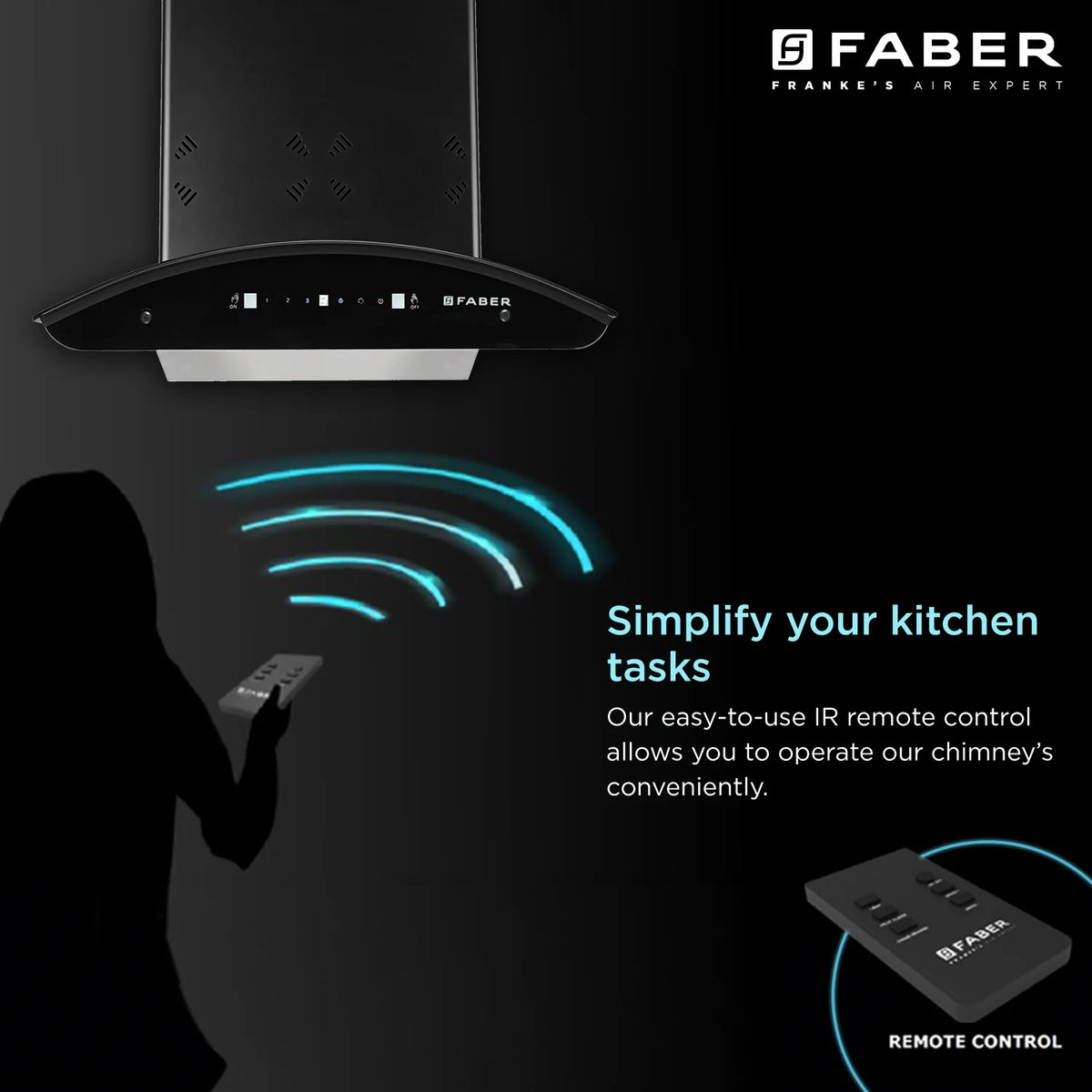Faber Ellora 3D IN HC SC FL BK 60 cm Wall-Mounted Chimney – 1400 m³/hr Suction, 3D Suction, Heat Auto-Clean & Gesture Control-9
