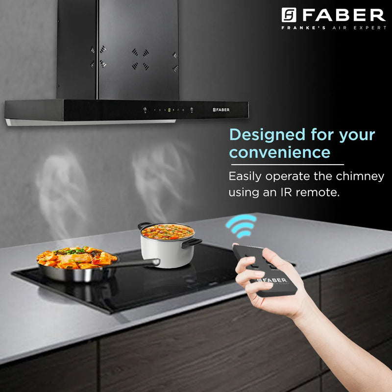 Faber Cygnus IN 3D HC SC FL BK 75 cm Wall-Mounted Chimney – 1400 m³/hr Suction, 3D Suction & Auto-Clean-4