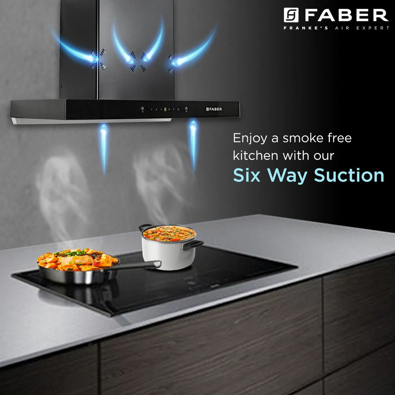 Faber Cygnus IN 3D HC SC FL BK 75 cm Wall-Mounted Chimney – 1400 m³/hr Suction, 3D Suction & Auto-Clean-5