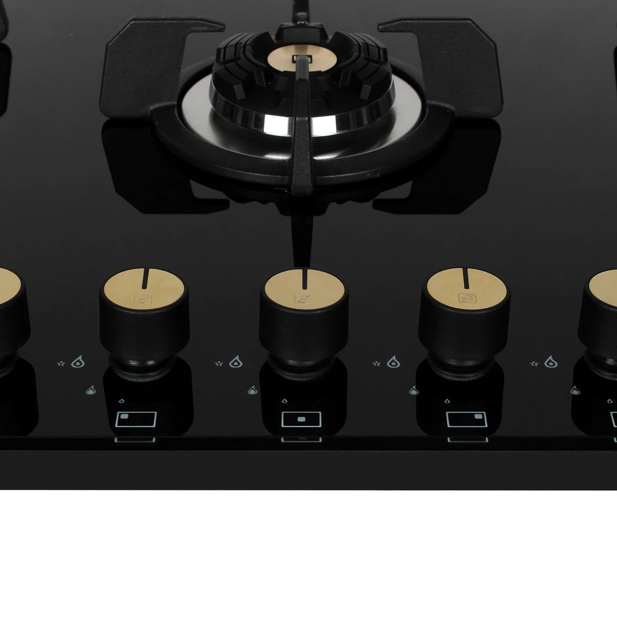 Faber Hob Maxus HT905 CRS BR CI AI – 5-Burner Brass Gas Hob, Black Toughened Glass, Auto Ignition, 90cm-5