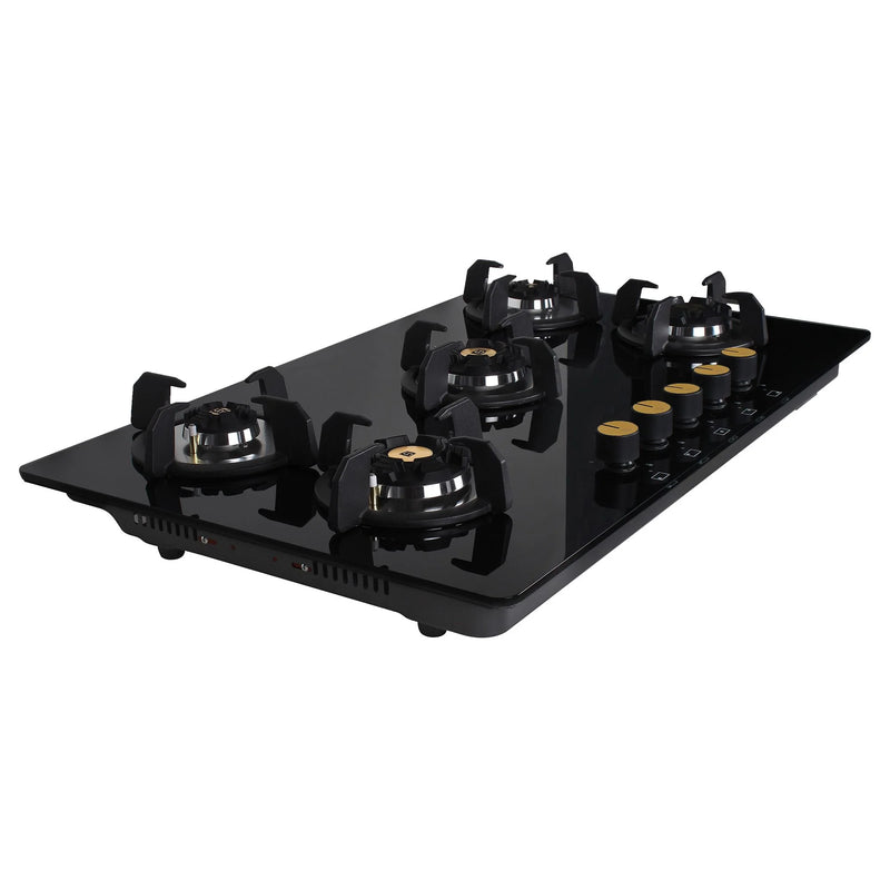 Faber Hob Maxus HT905 CRS BR CI AI – 5-Burner Brass Gas Hob, Black Toughened Glass, Auto Ignition, 90cm-8
