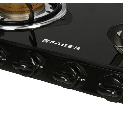 Faber Cooktop Jumbo 4BB BK – 4 Burner Manual Gas Cooktop with Brass Burners & Jumbo Burner | MS Powder Coated Finish-3