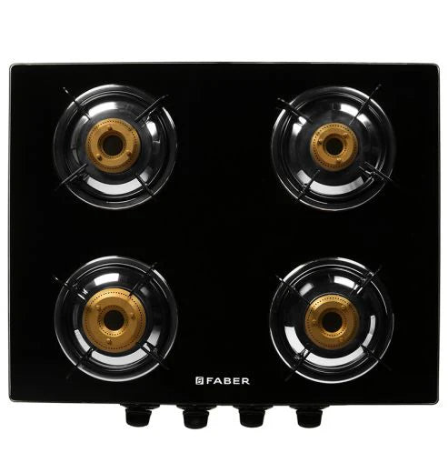Faber Cooktop Jumbo 4BB BK – 4 Burner Manual Gas Cooktop with Brass Burners & Jumbo Burner | MS Powder Coated Finish-4