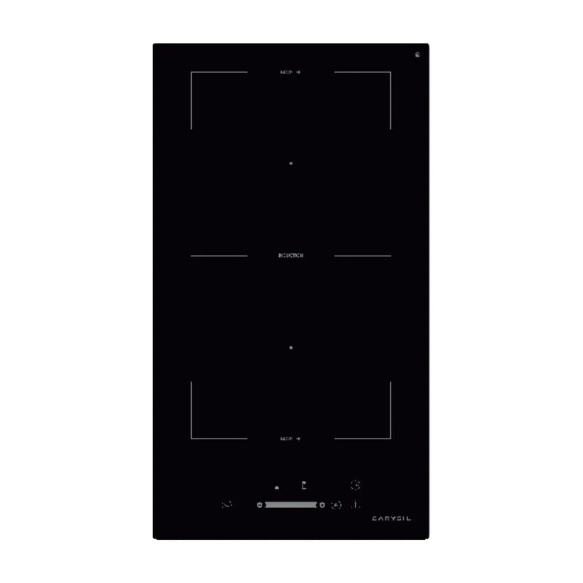 Carysil 2 Zones Induction Hob BIH-02 | 30cm Built-in Induction Cooktop, Touch Control, Child Lock, 7200W Power, Black Glass Finish
