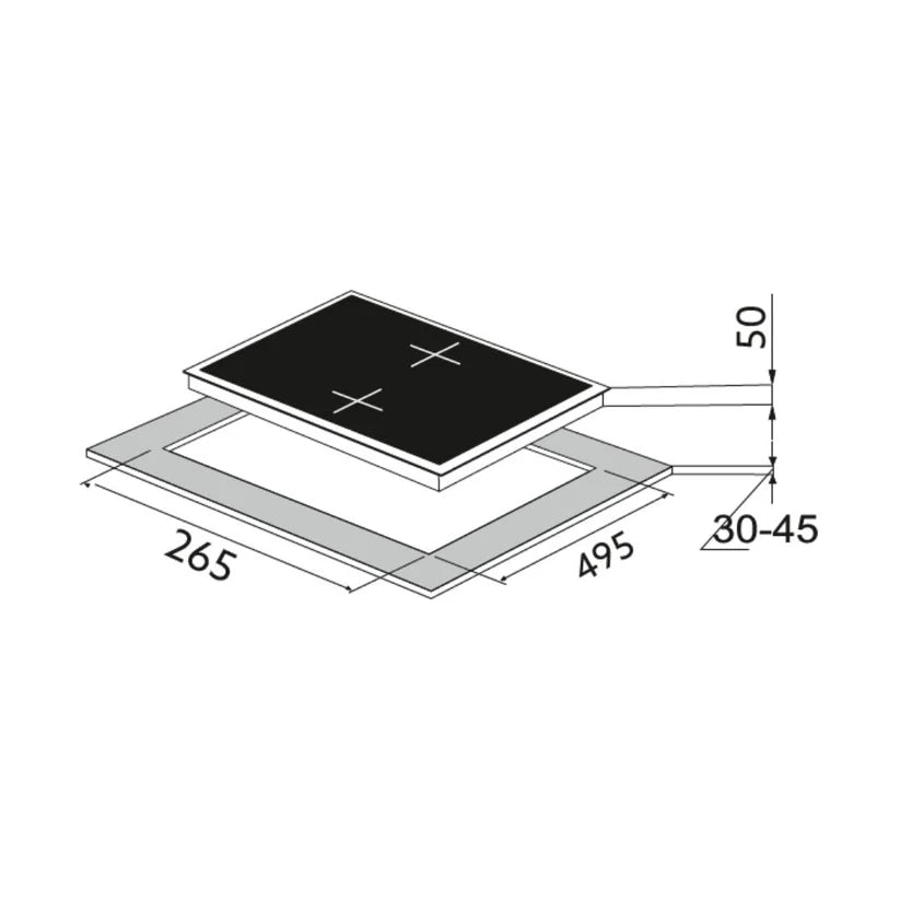 Carysil 2 Zones Induction Hob BIH-02 | 30cm Built-in Induction Cooktop, Touch Control, Child Lock, 7200W Power, Black Glass Finish