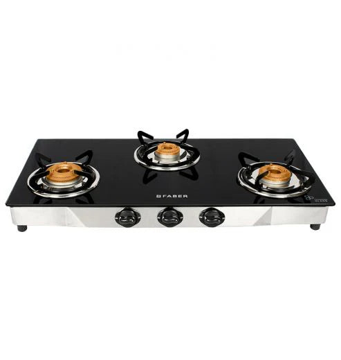 Faber Cooktop Jumbo 3BB SS – 3 Burner Manual Gas Cooktop with Brass Burners & Jumbo Burner | Stainless Steel Matte Finish